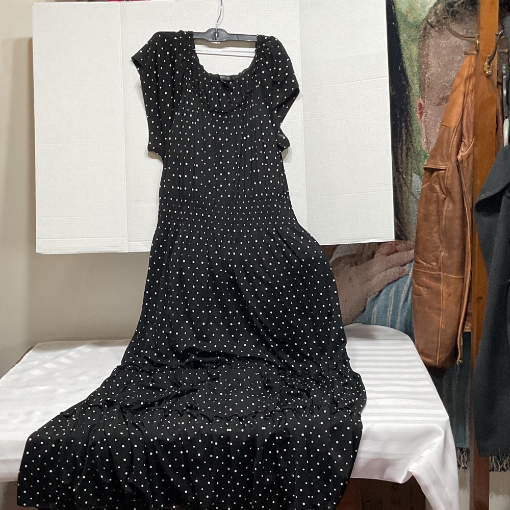 Style & Co. Black and White Polka Dot Maxi Dress